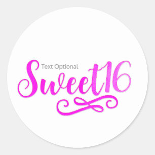 Sweet 16 Hot Pink & White Birthday Party Favor Classic Round Sticker