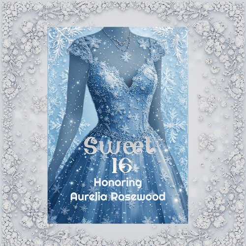 Sweet 16 Icy Blue Silver Snowflakes Personalized 