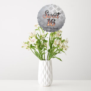 Sweet 16 In Fire Flames and Silver Plate Favor Balloon