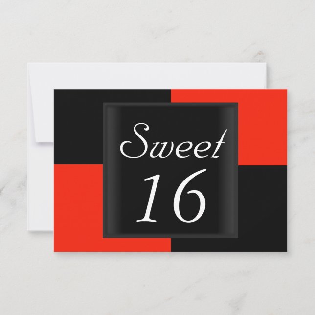 Sweet 16 Invitation Black Red (Front)