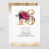Sweet 16 Invitation Burgundy Red and Gold (Front/Back)