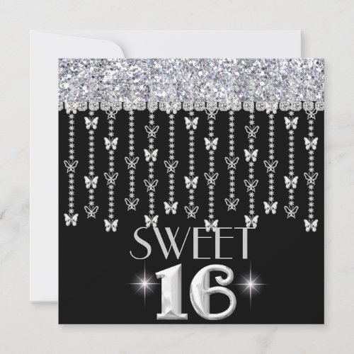 SWEET 16 Invitation CHIC BUTTERFLY