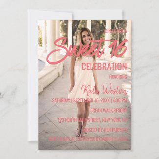 Sweet 16 Invitation Custom Photo Template Design
