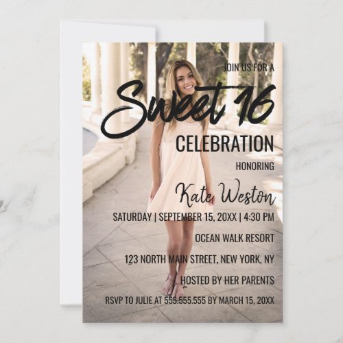 Sweet 16 Invitation Custom Photo Template Design