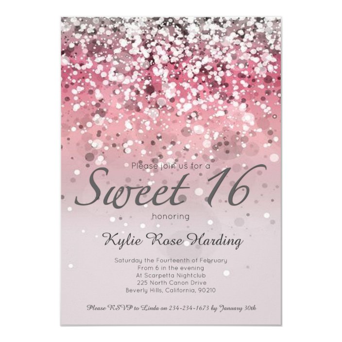 Sweet 16 Invitation Pink Glitter Ombre Modern Card Zazzle Sweet 16 Invitation Pink Glitter Ombre