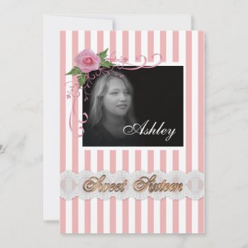 Sweet 16 Invitation Pink Roses And Stripes by Irisangel at Zazzle