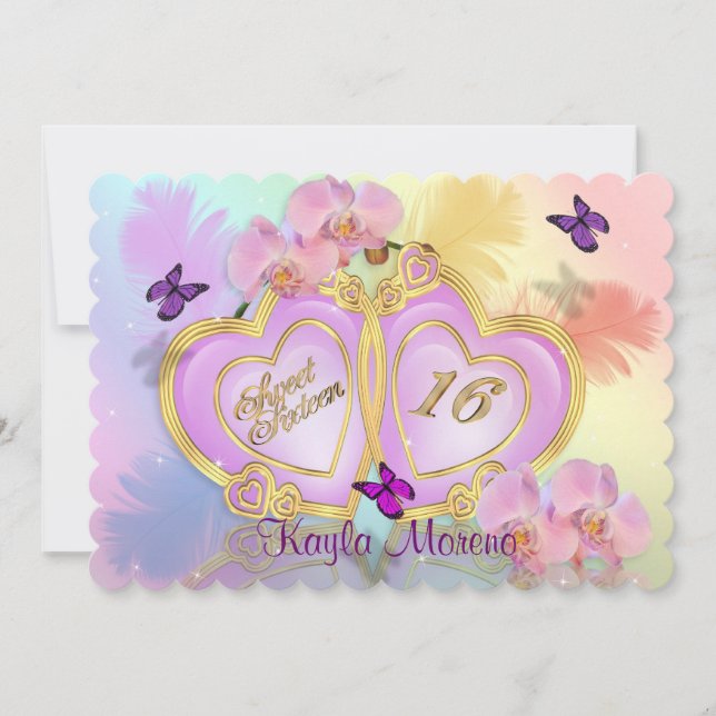 Sweet 16 Invitation rainbow (Front)