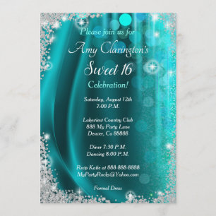 Sweet 16 Invitation Teal & Diamonds
