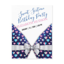 Sweet 16 Invitation with Colorful Speckles and Bow