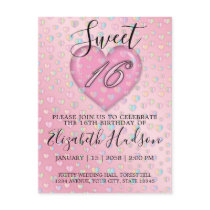 Sweet 16 Invitation with Pink Heart and Speckles