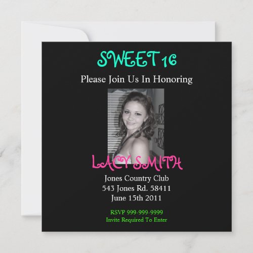 SWEET 16 Invititation Custom Invites