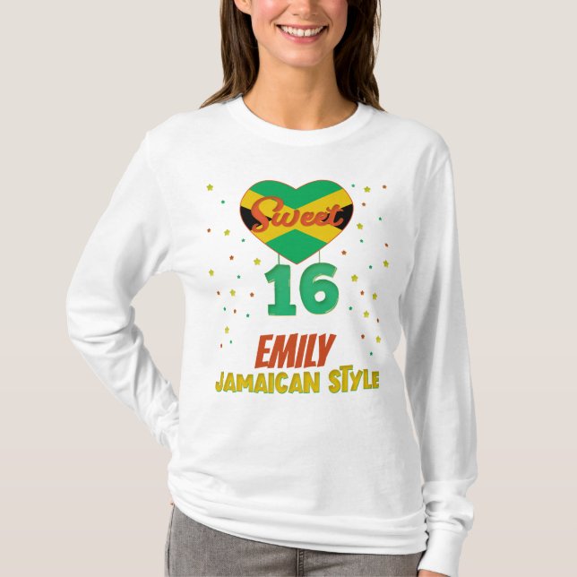 Sweet 16 Jamaican Style Birthday Girl Vacation   T-Shirt (Front)