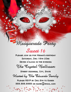 red masquerade party invitations zazzle