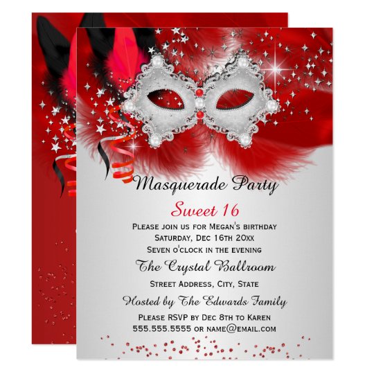 sweet 16 lace mask red silver masquerade invitation photo paper thickness chart