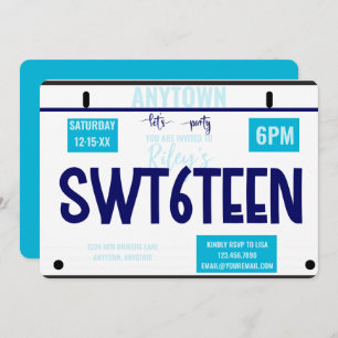 Sweet 16    License   16th birthday Invitation