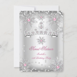 Sweet 16 Light Pink Silver Winter Wonderland Invitation