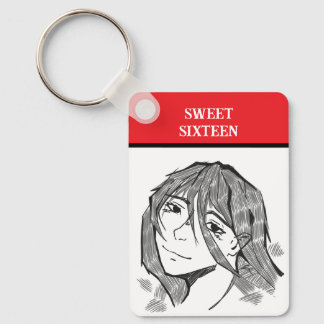Sweet 16 line art keychain