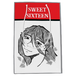 Sweet 16 lineart medium gift bag
