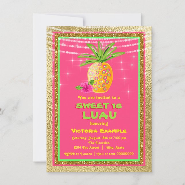 Sweet 16 Luau Birthday Party Invitation (Front)