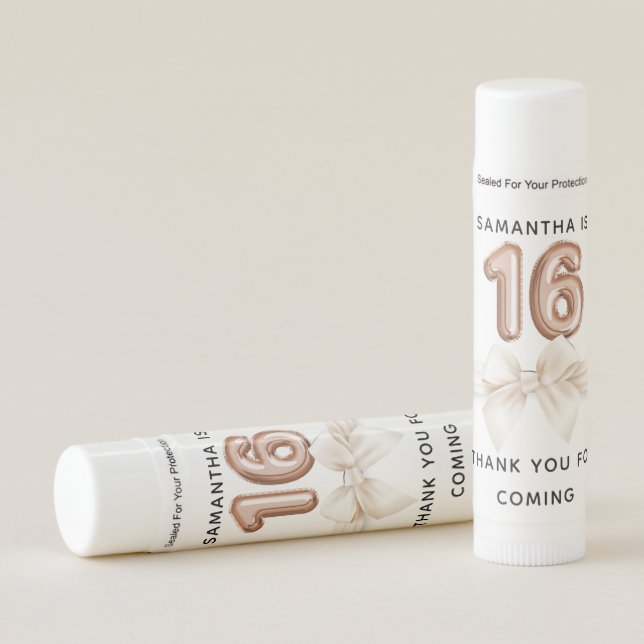 Sweet 16 Luxury Rose gold Balloons Birthday Lip Balm (Front)