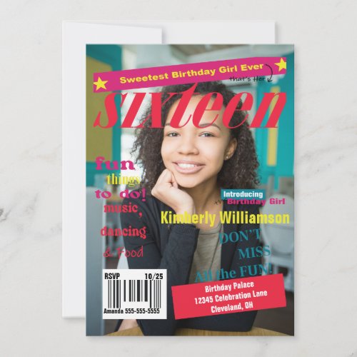 Sweet 16 Magazine Birthday Invitation