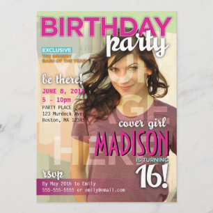 Sweet 16 Magazine Cover Birthday Invitation
