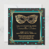 Sweet 16 Masquerade Ball Sweet Sixteen Teal Gold Invitation (Front)