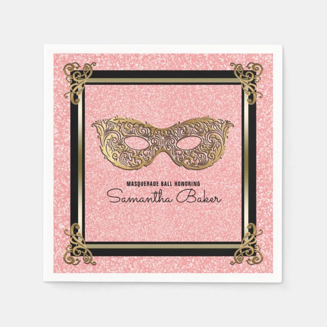 Sweet 16 Masquerade Birthday Party | Sweet Sixteen Napkins (Front)