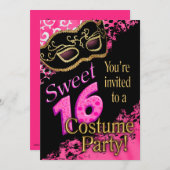Sweet 16 Masquerade Costume Party Invitation (Front/Back)