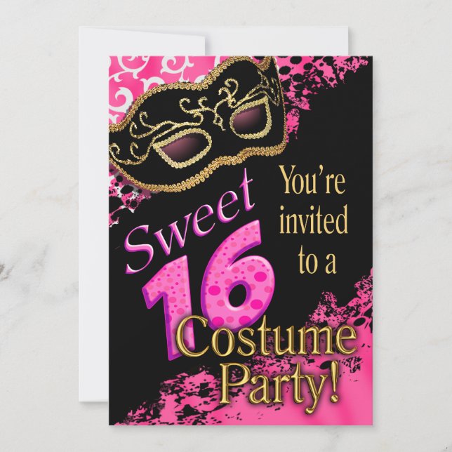 Sweet 16 Masquerade Costume Party Invitation (Front)