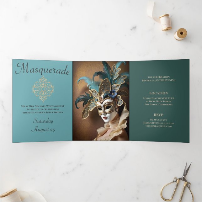 Sweet 16 Masquerade Party Invitation (Inside)