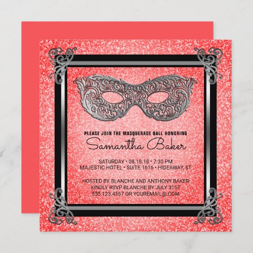 Sweet 16 Masquerade Party  Sweet Sixteen Birthday Invitation