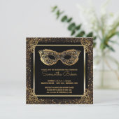 Sweet 16 Masquerade Party | Sweet Sixteen Gold Invitation (Standing Front)