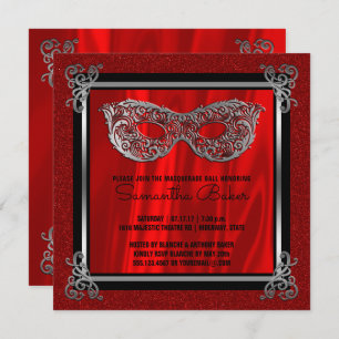Sweet 16 Masquerade Red Sweet Sixteen Birthday Invitation