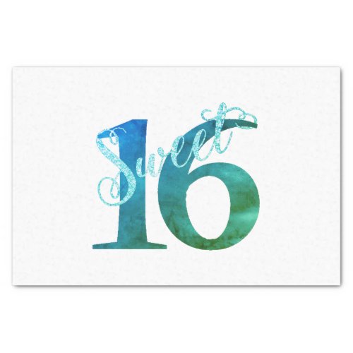 Sweet 16  Mermaid Ombre Blue Green Gradient Tissue Paper