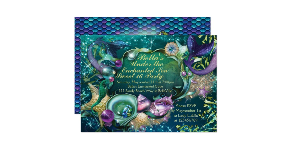 Sweet 16 Mermaid Under the Sea Birthday Invitation Zazzle