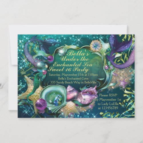Sweet 16 Mermaid Under the Sea Birthday Invitation