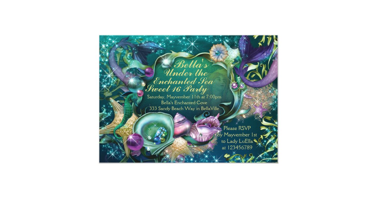 Sweet 16 Mermaid Under the Sea Birthday Invitation Zazzle