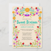 Sweet 16 Mexican Fiesta Champagne Floral Birthday Invitation (Front)