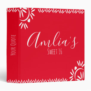 Sweet 16 Mexican Papel Picado Red Photo 3 Ring Binder