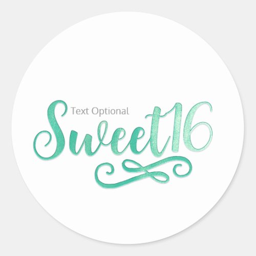 Sweet 16 Minty Green Birthday Party Favor Classic Round Sticker