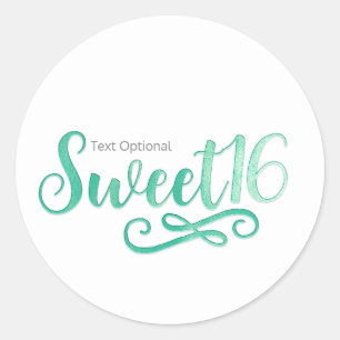 Sweet 16 Minty Green Birthday Party Favor Classic Round Sticker