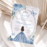 Sweet 16 Mis Quince Dusty Blue & Silver Floral  Invitation<br><div class="desc">Dusty Blue & Silver Floral Quinceañera Invitation
Mis Quince Anos,  15th Birthday.</div>