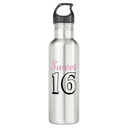Sweet 16 Modern Chic Girly Pink Birthday  Stainless Steel Water Bottle