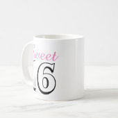 Sweet 16 Modern Chic Pink Birthday Gift Coffee Mug (Front Left)