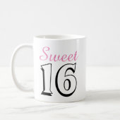 Sweet 16 Modern Chic Pink Birthday Gift Coffee Mug (Left)