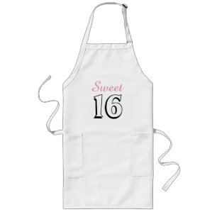 Sweet 16 Modern Chic Pink Birthday Party Long Apron