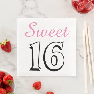 Sweet 16 Modern Chic Pink Birthday Party Paper Dinner Napkins