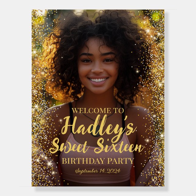 Sweet 16 modern photo welcome sign Board (Front)