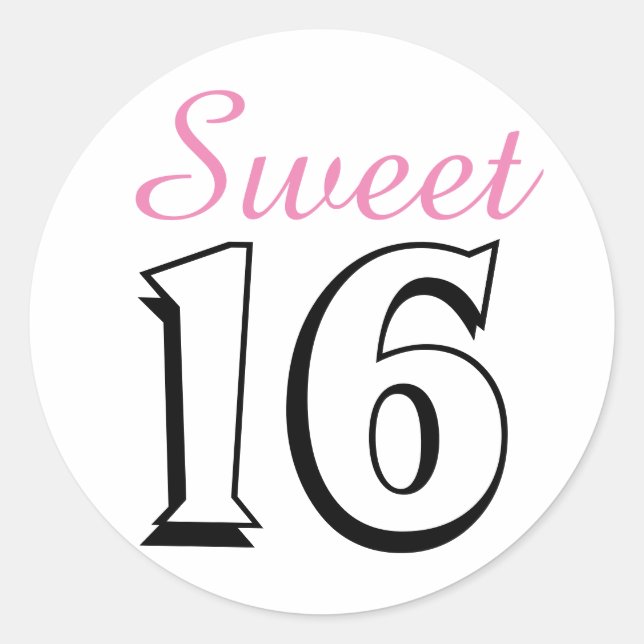 Sweet 16 Modern Pink Birthday Party Favor Classic Round Sticker (Front)